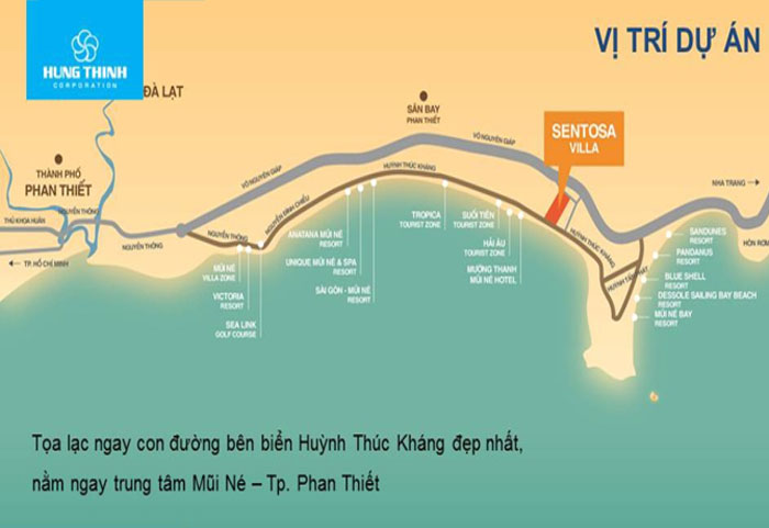 vị trí dự án đất nền sentosa villa